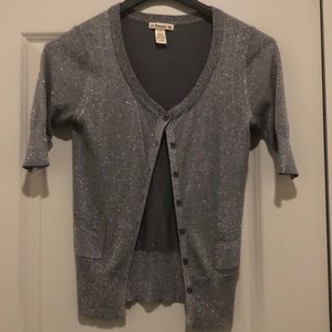 Silver Sparkle Short Sleeve Cardigan